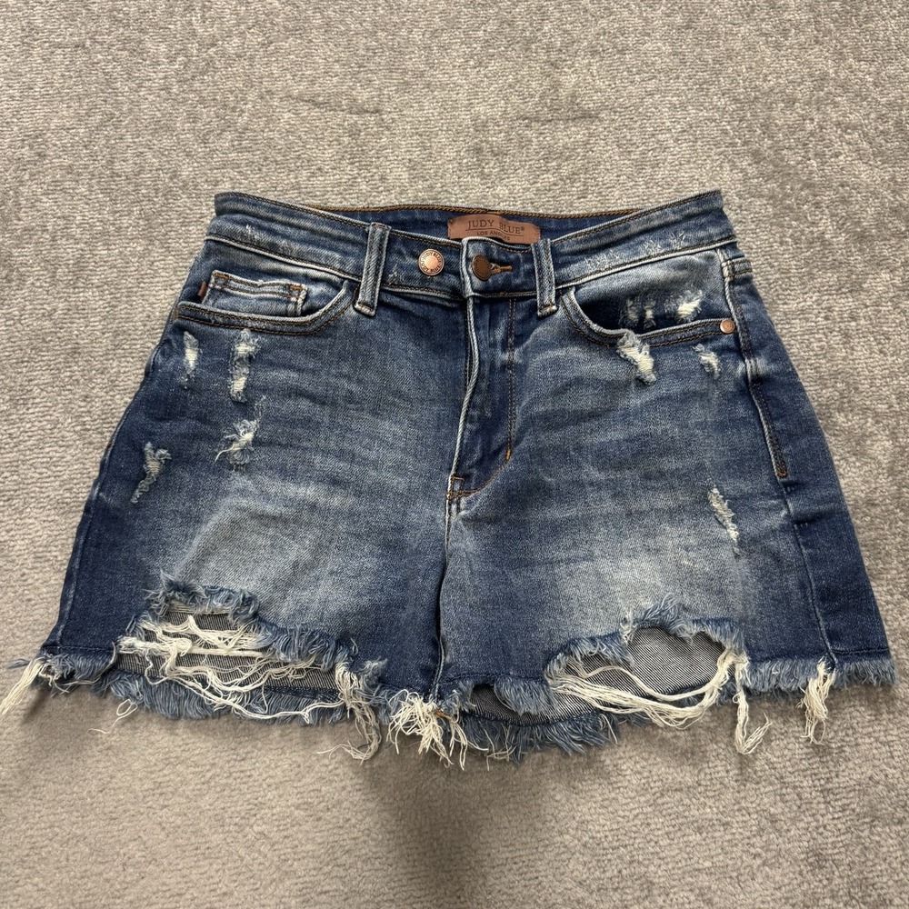 Judy Blue Small Shorts Denim Blue Raw Hem Distressed